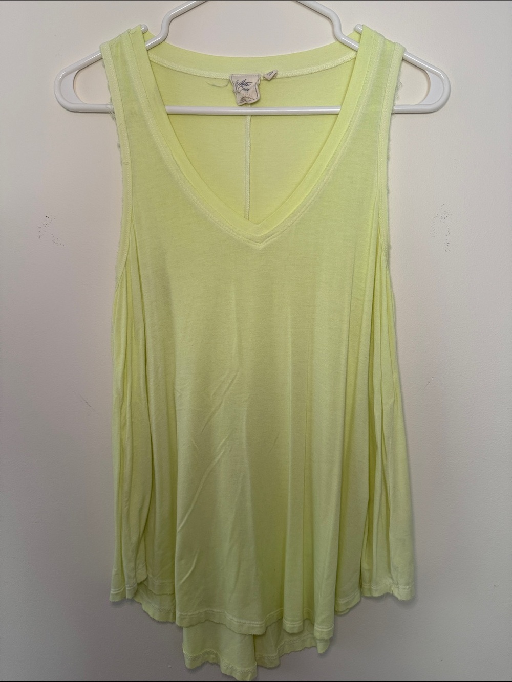 White Crow Bright Yellow/Green V-Neck Swing Tank